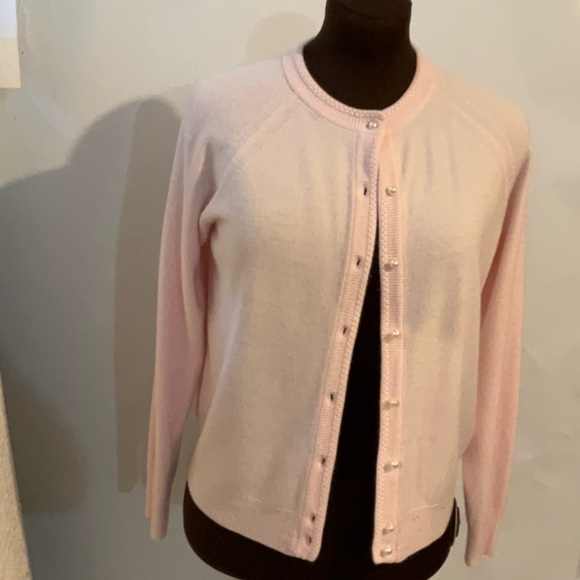 Vintage Goodclothes Petite Cardigan Sweater Baby Pink Size PM Round Neck Button - Picture 3 of 7